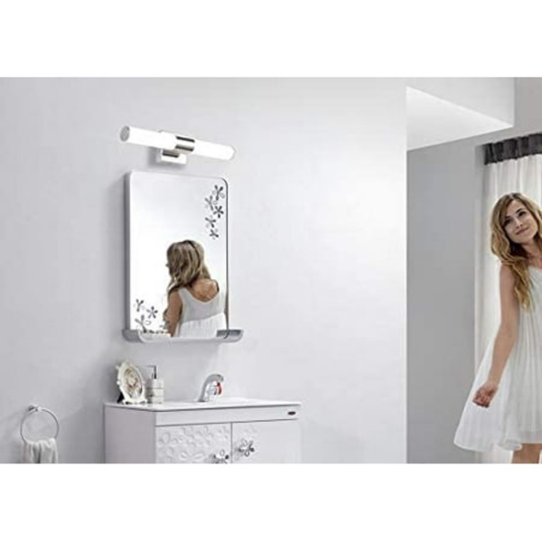 LED-badrumslamppu, 8W 6000K Cool vit badrumslampa för badrumslampor över spegel (8w 15,7 tum)