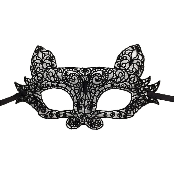 Cool Cat Masquerade Mask, Women's Cat Mask Söt venetiansk spetsmask för Halloween