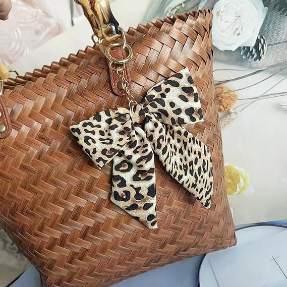 Nøglering med leopardprint og sløjfe til kvinder