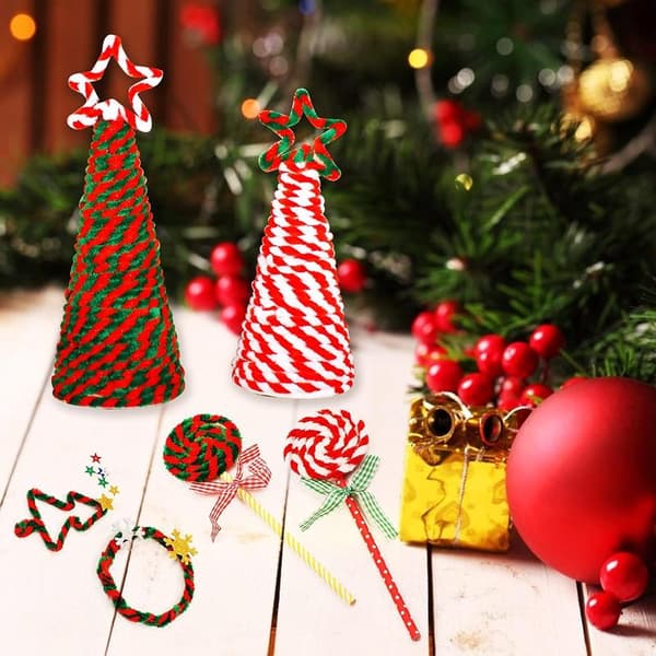 100-pack Christmas Pipe Cleaners Craft Pipe Cleaners Glitter Chenille Stems Creative Art Chenille Stems