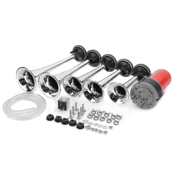 Sort 5 Trompet Luft Horn 12v 125db Dixie Musik Luft Horn Dukes Of Hazzard General-lee Universal Bil Lastbil Båd Luftkompressor Black
