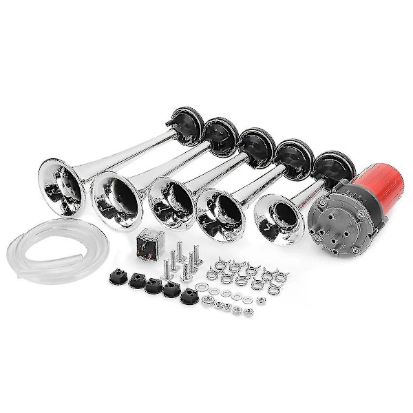 Svart 5 Trompet Luft Horn 12v 125db Dixie Musikk Luft Horn Dukes Of Hazzard General-lee Universal Bil Lastebil Båt Luftkompressor Black