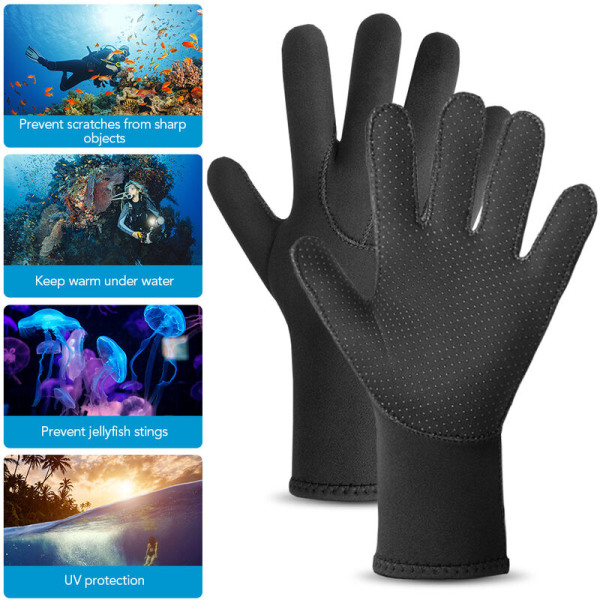 Neopren dykkerhansker Five Finger våtdrakthansker for menn og kvinner Scubadykking Snorkling Surfing Kajakkpadling, modell: L