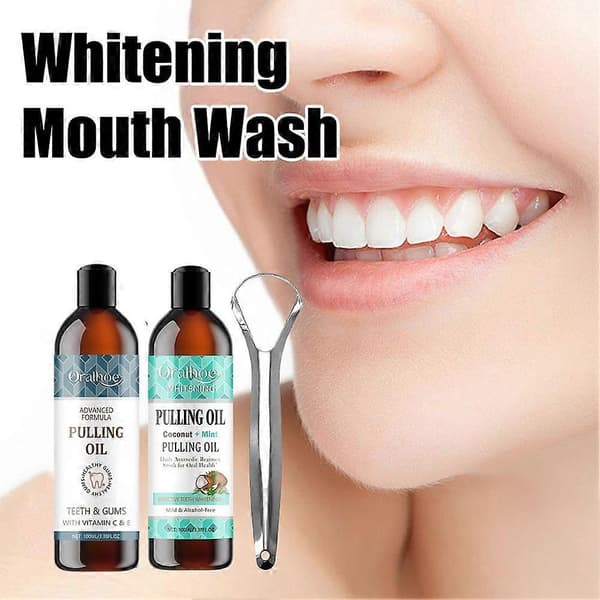 Oil Pulling med Kokosolja & Pepparmyntsolja för Munvård Munskölj-100ml