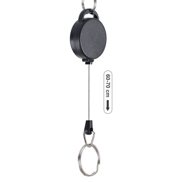 Retractable Keychain with Carabiner 2-pack Black Black 27