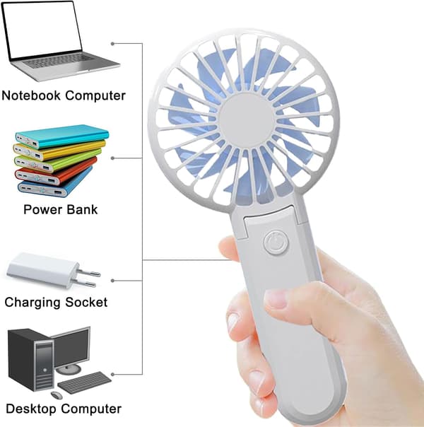 Mini bærbar ventilator, kompakt og bærbar, USB genopladelig lommeventilator