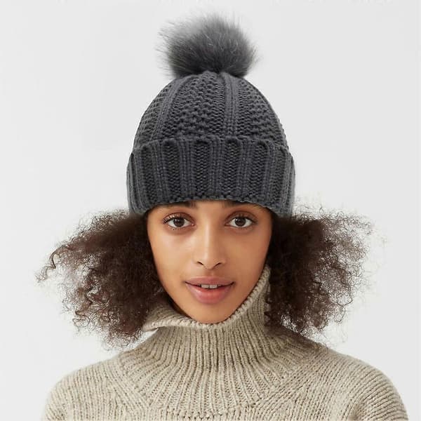 Dam Vinter Stickad Mössa Mjuk Andningsbar Elastisk Stickad Mössa för Shopping Dejting 2 Black