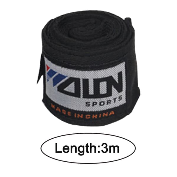 Håndbind til boksning og kampsport, 3/5 m, elastiske, lavet af bomuld, 1 par (sort, 3M)