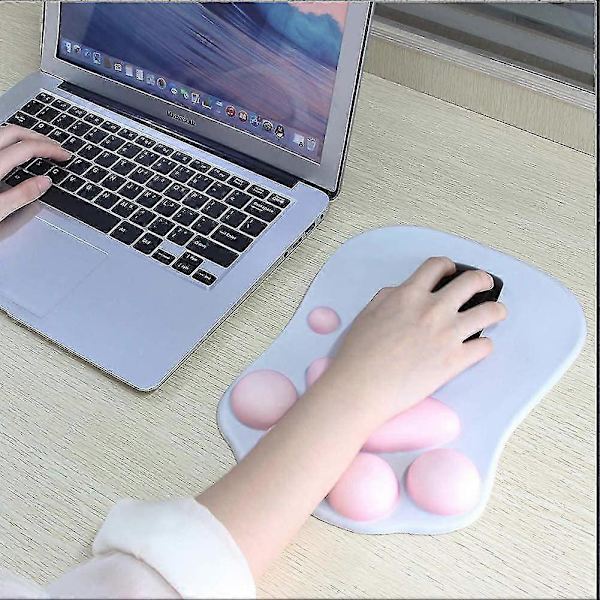 Katt musematte med håndleddsstøtte, bærbar ergonomisk pute (grå)