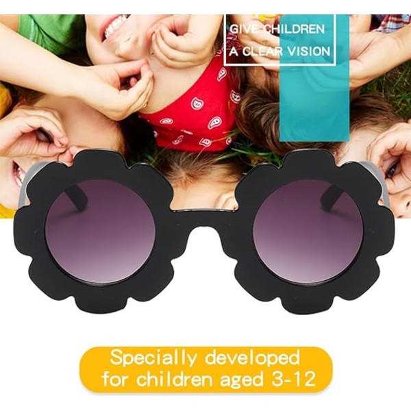 Barns solbriller, søte runde blomstersolbriller for babyer, UV 400 beskyttelse fleksibel ramme for småbarn jenter gutter, alder 0-8