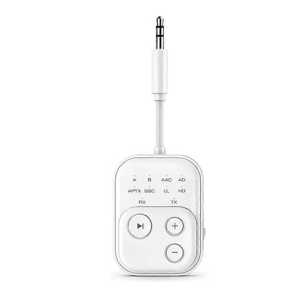 Bluetooth 6.0 sender/mottaker for fly APTX trådløs 3,5 mm jack lydadapter for hodetelefoner bil hjemmestereo White