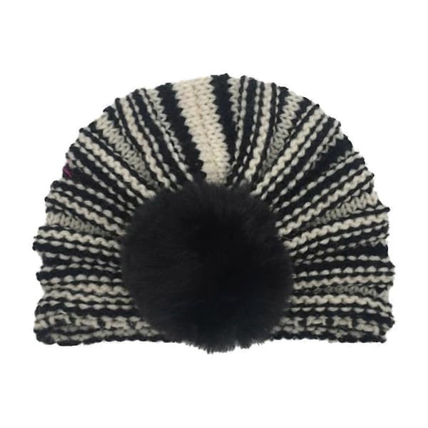 Härlig Pompon Ullmössa Vinterrandig Stickad Mössa Beanie Vild Stickad Mössa All-match för Utomhus Glada Selfie Bebisar 9 5