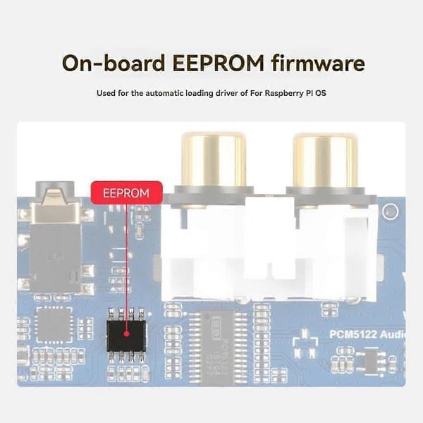 Waveshare til Raspberry Pi PCM5122 Audio Board I2S DAC HIFI lydkort lydudvidelseskort EEPROM firmware til PI5/PI4/Zero Bleu