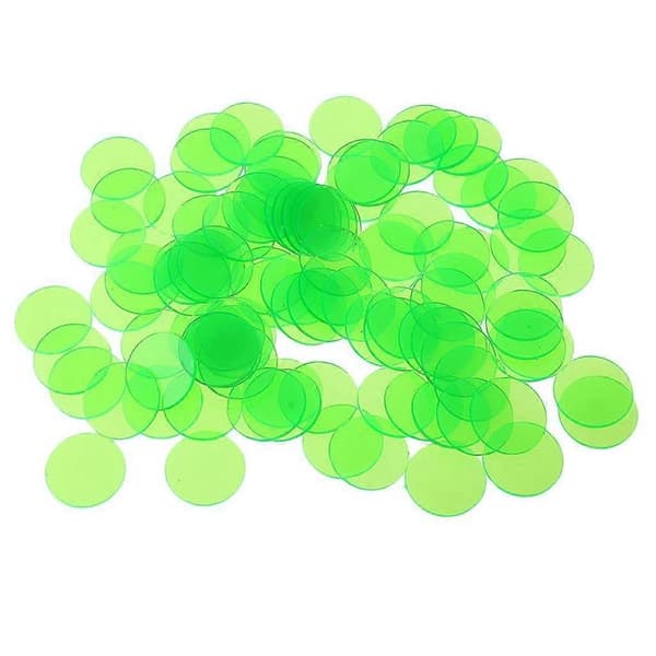 2x Professional Bingo Game Transparent Color Counters Plastic Pens Green