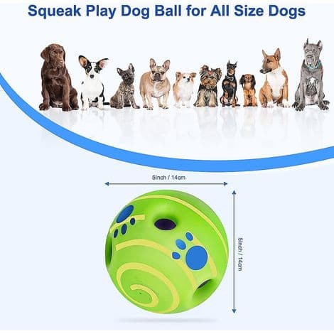 Interaktiv hundeball, egnet for store hunder, 5,5-tommers vrikkende ball