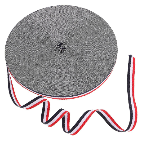 1CM Stripes Ribbon 50M/Rulle til kostumetaske Gaver Indpakning Party Deco Bryllupsartikler (rød hvid og marineblå)