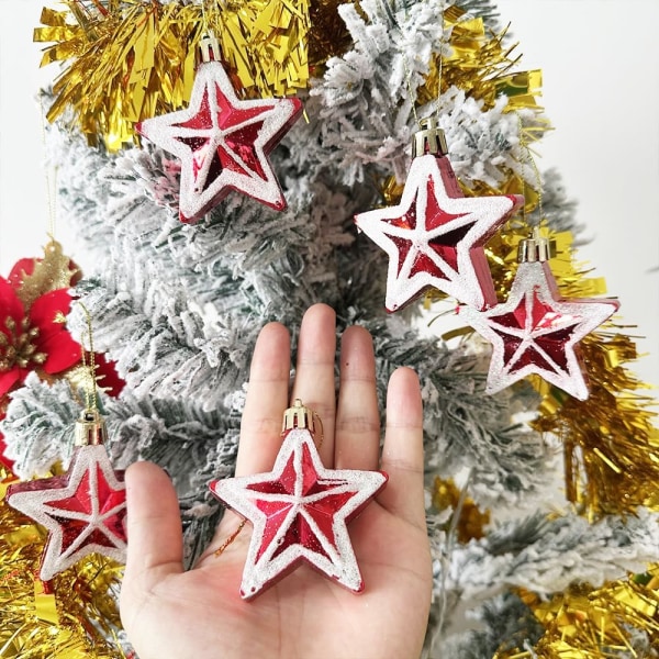 Paket med 5 glitterstjärnor julgranshängen dekorationer glitterstjärnor julgranshängen prydnader för jul hemmafest