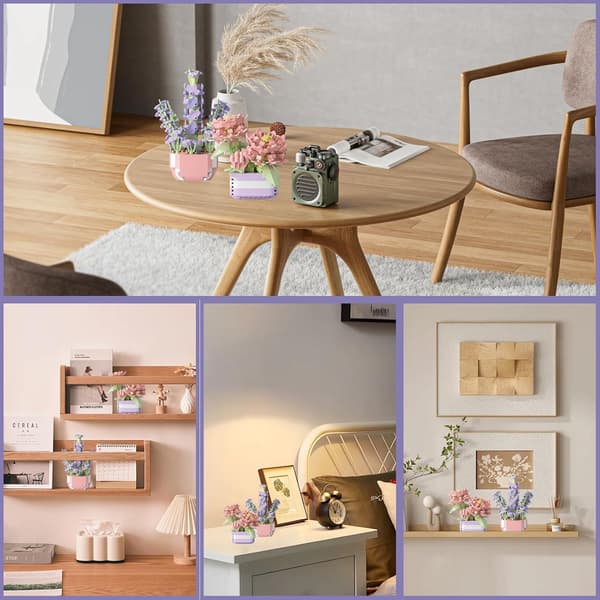 Sæt med 2 mini blomsterbyggeklodser (kamelia + lavendel)