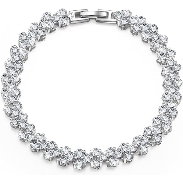 18CM Silver Tennis Armband för Kvinnor, 925 Silver Kvinnor Armband, Silver Armband, Kristall Armband, 5A Kubisk Zirkon Armband, Armband för Kvinnor