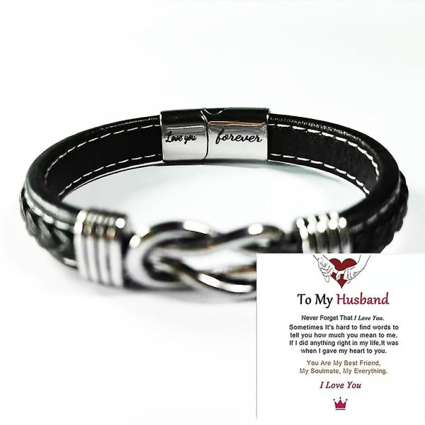 To My Grandson Armband,love You Forever Braided Leather Armband Men's Braided Leather Knot Armband Love you forever