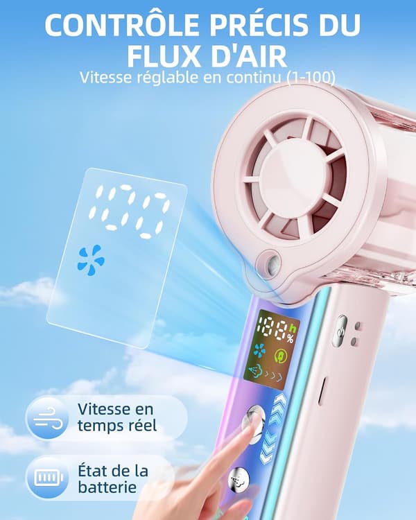 Bærbar vifte (rosa)