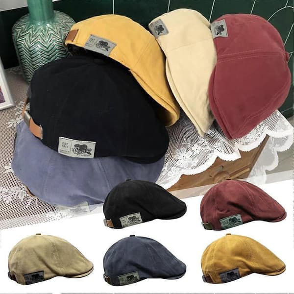 Retro Herr Bomull Ivy Flat Cap Newsboy Justerbar Basker Kör Cabbie yellow/one-size