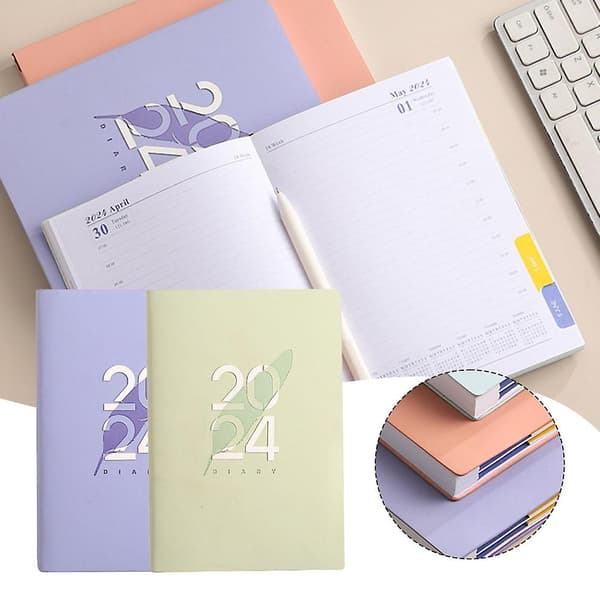 Engelsk versjon planleggingsnotatbok skrivbar timeplan notatbok bursdagsgave Purple