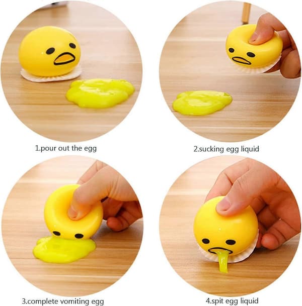 5-pack Gul Rund Spykande Lat Äggula, Spykande Äggula, Stressreducerande Leksaker