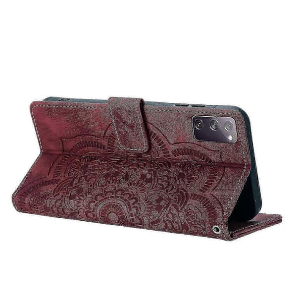 Mandala Emed Retro Frostat Läderfodral för Telefon Red For Samsung Galaxy S20 FE