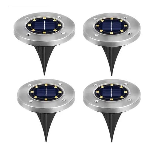 4-pakning solcellelamper for plen, uteplass, hage, hvit