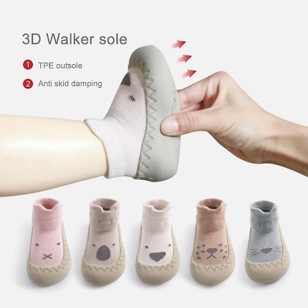 Baby Toddler Barefoot Gulvsokker Anti-Skridsikker Slip-on Indendørs Bomuld Bløde Sko Coffee Color 22