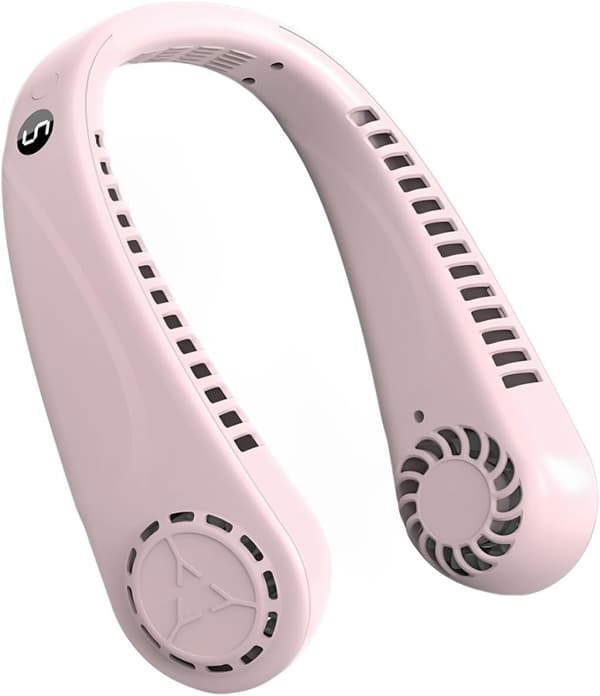 5-trins USB Genopladelig Bærbar Halsventilator, Mini Bladløs Håndfri Ventilator, 360° Luftstrøm