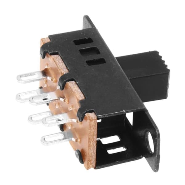 10 stk. høj knop 6-benet 3-positions DPDT panel skydekontakt 0,5A 50V DC Black