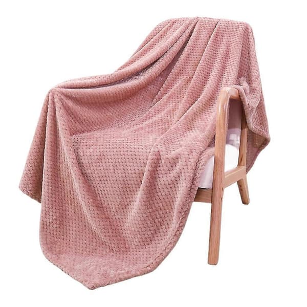 Mykt plysjteppe 100*150cm Korallfleece-pledd til sofa pink
