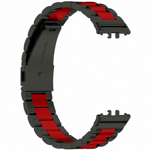 Galaxy Fit 3 Urrem i Rustfrit Stål Metal Erstatningsrem Black Red