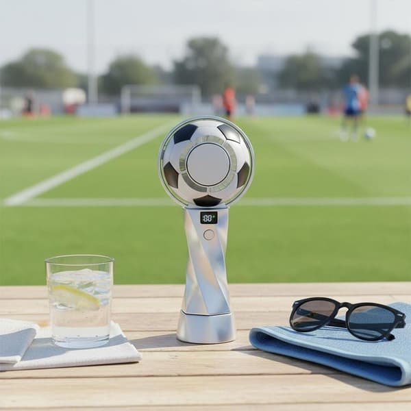Bærbar ventilator med fodboldmønster, mini USB genopladelig bordventilator