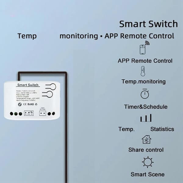 4 stk. Tuya Smart Zigbee-kontakt med temperatursensor passiv tørkontakt Zigbee-relæ fungerer med Home Assistant AC85-250V White