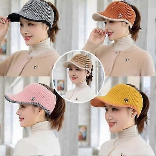 Damhattar Stickade Hattar Stickade Hattar Tomma Topp Ullhattar grey