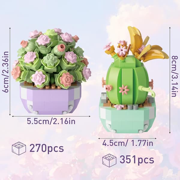 2 mini blomsterformede byggeklodser