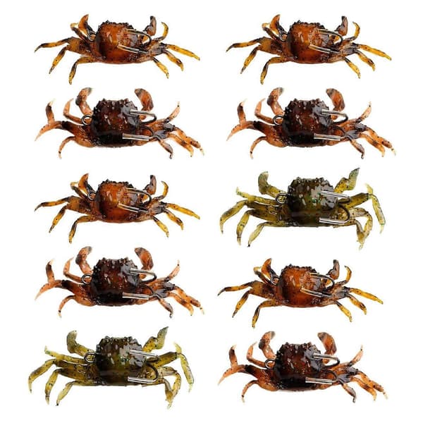 10 STK Kunstige Krabbemadding 3D Lokkemad med Kroge Havfiskeri