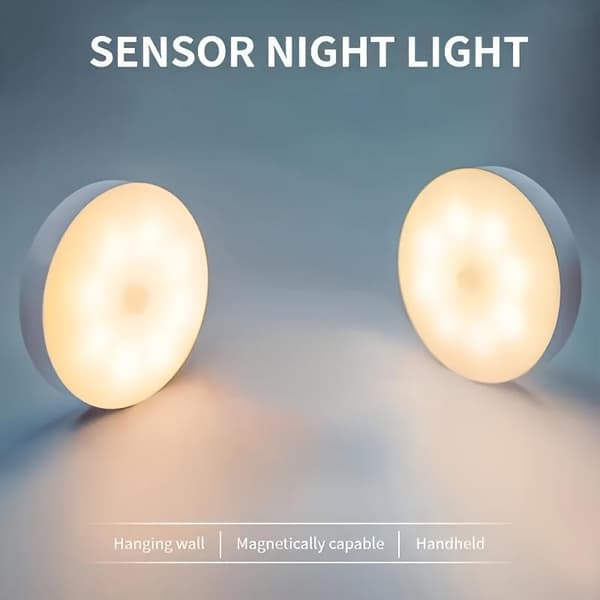 USB Rechargeable LED Motion Sensor Night Light (1/2/3pcs) - Magnetic Mount, Warm & White Light for Bedroom, Wardrobe, Hall Warm White Warm White 2pcs