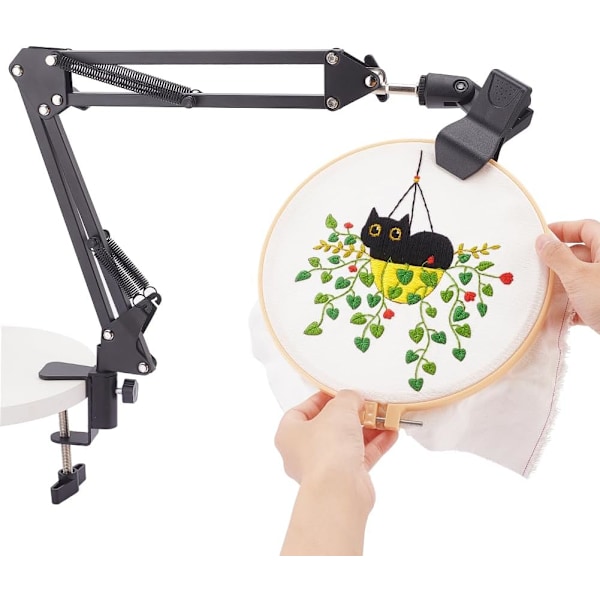 Black Embroidery Table Stand Kit 8mm Hole Hand Embroidery Stand Lap Folding Cross   360 Rotated Embroidery Holder Stand for Embroidery Hoops