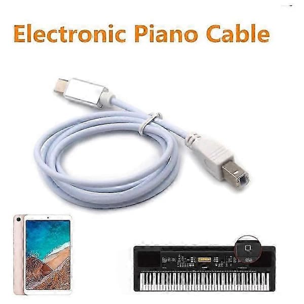 Micro-USB–USB Type B -sovitinkaapeli MIDI-laitteille, ääniliitäntäkaapeli kosketinsoittimille ja pianoille White Type a