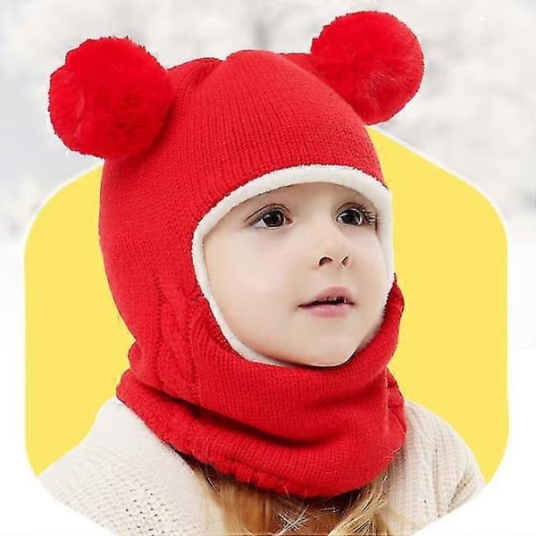 Baby Mössa Och Haklapp Stickad Mössa (röd)