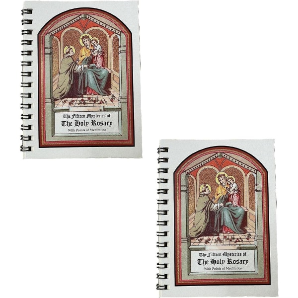 Meditationsbok för rosenkrans i fickstorlek, traditionell katolsk bönbok, Vår Fru av Fatima rosenkransmeditationshäfte 2 Pcs