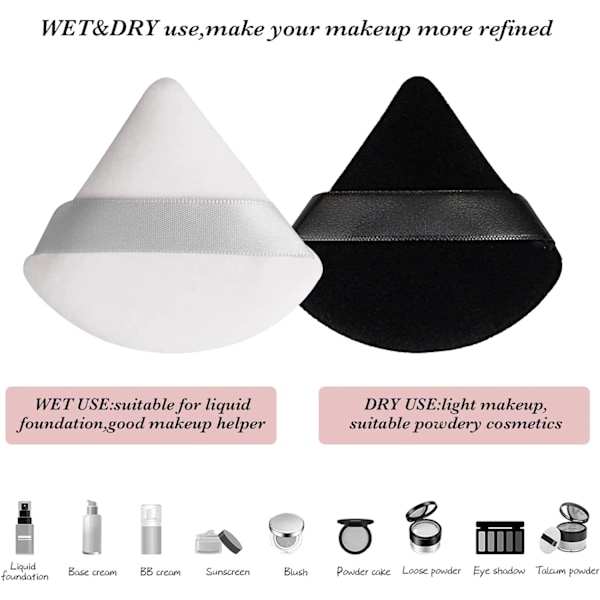 Pudderpuff Makeup Puff Triangle Pudderpuff Myk Pudder Svamp Gjenbrukbar Makeup Triangle Svamp Med Rem