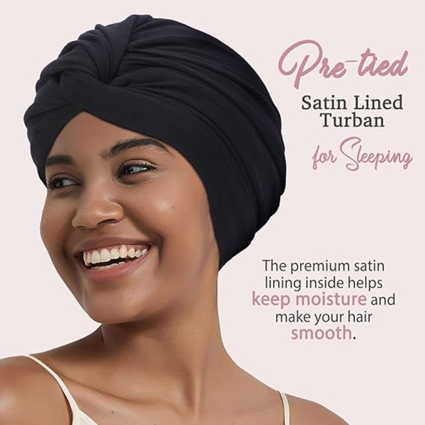 Satin Turban for kvinner Silk Bonnet Satin Bonnet Sleep Cap for Cur