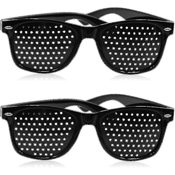 2 st Pinhole glasögon för att förbättra synen, svart unisex synförstärkande pinhole glasögon xc