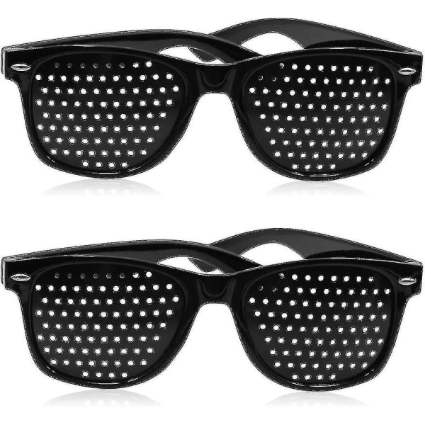 2 stk Pinhole-briller for å forbedre synet, svarte unisex-synsstyrkende nålehullsbriller xc