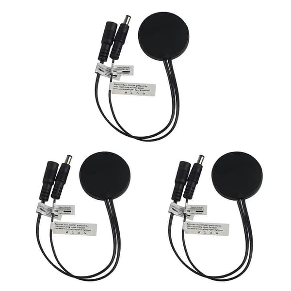 3X Trepanel LED Berøringssensor Dimmerbryter Skjult Bryter Berøringsbryter for LED-stripe Svart Black
